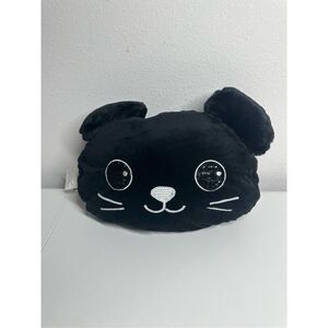 Mystic Apparel Black Cat Plush Pillow Sequins Trim 15” X 10”